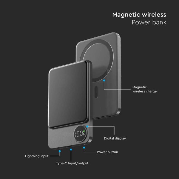 Magnetische kabellose Powerbank - Space - Grau - 5000mAh