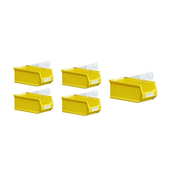 PROREGAL SparSet 5 x Gelbe Sichtlagerbox 2.0 Mit Abdeckung HxBxT 7,5 x 10 x 17,5 cm 0,8 Liter Sichtlagerbehälter Sichtlagerkasten