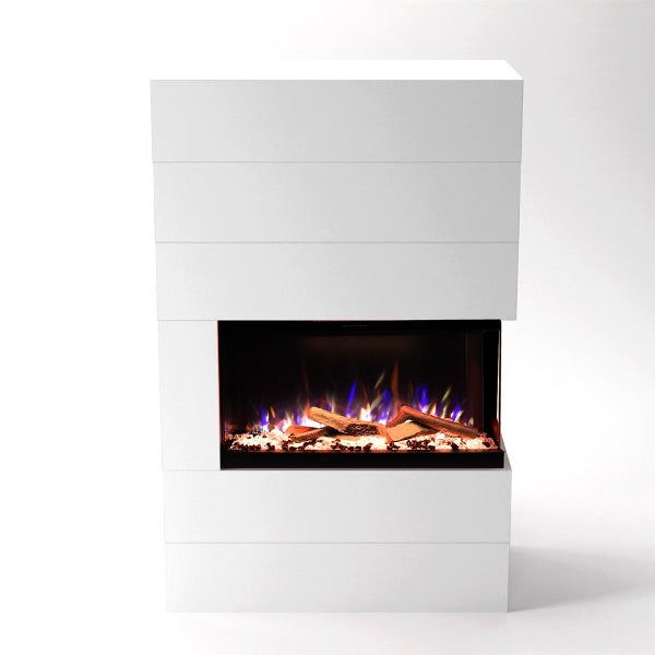 Glow Fire Elektrokamin 'Portia ' Rechtsoffen| LED Standkamin in weiß mit Heizung (1500 W) | HxBxT: 140x90x45 cm