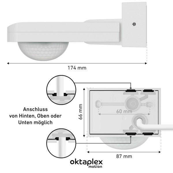 Oktaplex Tea Bewegungsmelder 360 Grad anthrazit IP65 schwenkbar für Wand / Decke