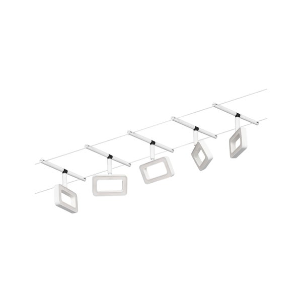 CorDuo LED Seilsystem Frame Basisset 5x280lm 5x4,8W 3000K 230/12V Weiß matt, Chrom