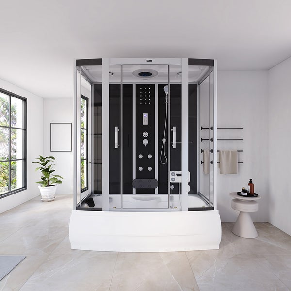 Home Deluxe - Dampfdusche DIAMOND, Schwarz, Maße: 170 x 90 x 220 cm - inkl. Radio, Regendusche und komplettem Zubehör I Dampfsauna, Badewanne, Whirlpool, Dusche