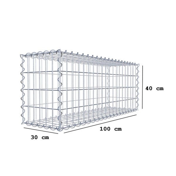 Gabione 100 cm x 40 cm x 30 cm (L x H x T), Maschenweite 5 cm x 10 cm, Spirale