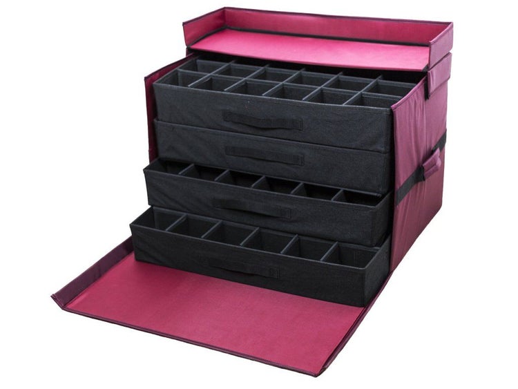 Textile Aufbewahrungsbox mit ausziehbaren Schubladen und Fächern zur Sortierung von Kleinteilen