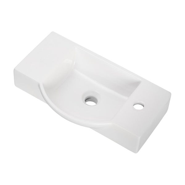 Fackelmann B.CLEVER Gäste-WC Set 2 Teile – Waschtischunterschrank in Holz Braun mit Waschbecken aus Keramik – SBC Waschbeckenunterschrank schmal – 2 Türen – Hahnloch rechts – 55 cm breit