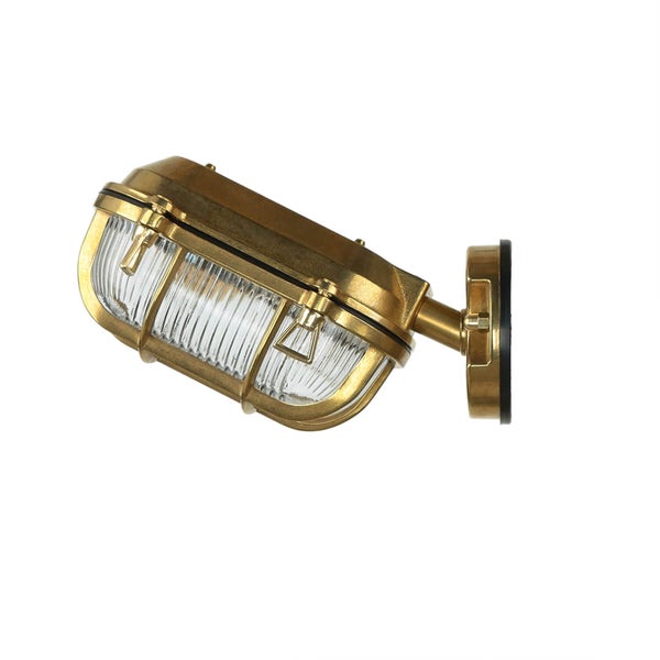 Wandleuchte aus Metall mit transparentem, geriffeltem Lampenglas