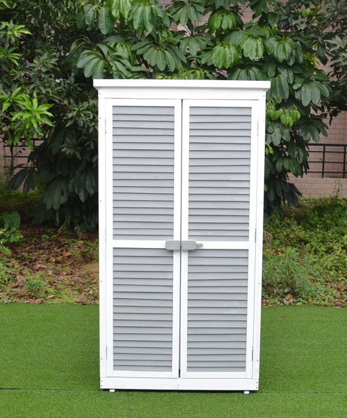 Gartenschrank MOMO 87 x 47 x 160 cm grau-weiß