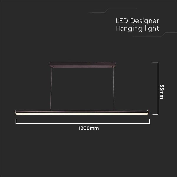 LED Designer Hängeleuchte mit den Maßen 1200 mm x 55 mm.