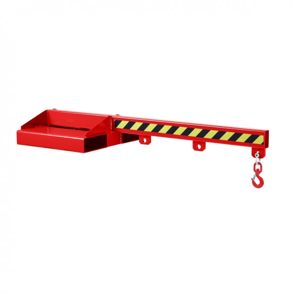 Kranarm mit Warnmarkierung und Haken