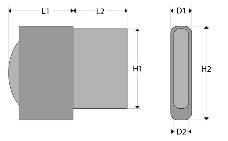 Technische Zeichnung eines Türstoppers mit Maßangaben.