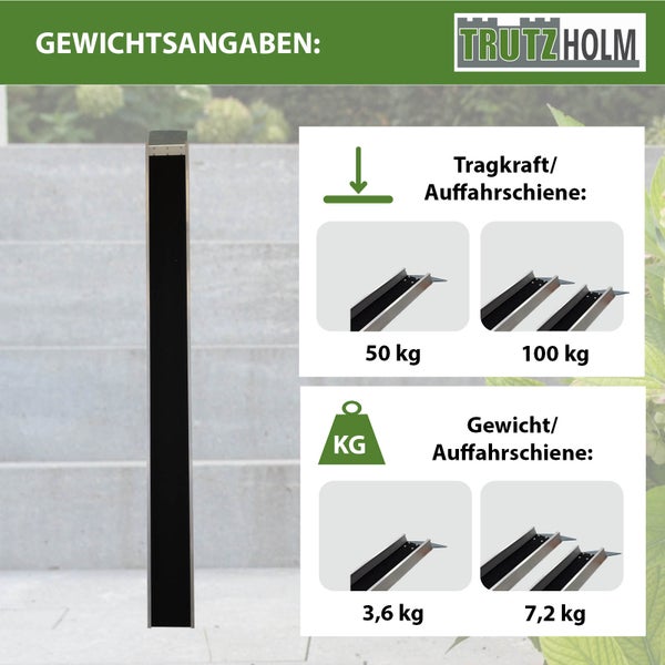 Trutzholm Auffahrschiene Gewichtsangaben und Tragkraft im Vergleich