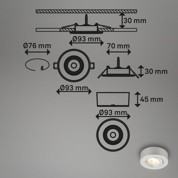 2 in 1 LED Aufbauspot und Einbaustrahler LED Einbauleuchte Spot Dimmbar