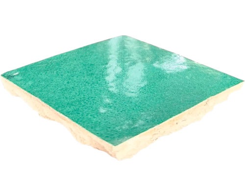 Handgefertigte Wandfliese Zellige Alhambra 17 Vert Ocean 10x10cm glänzend