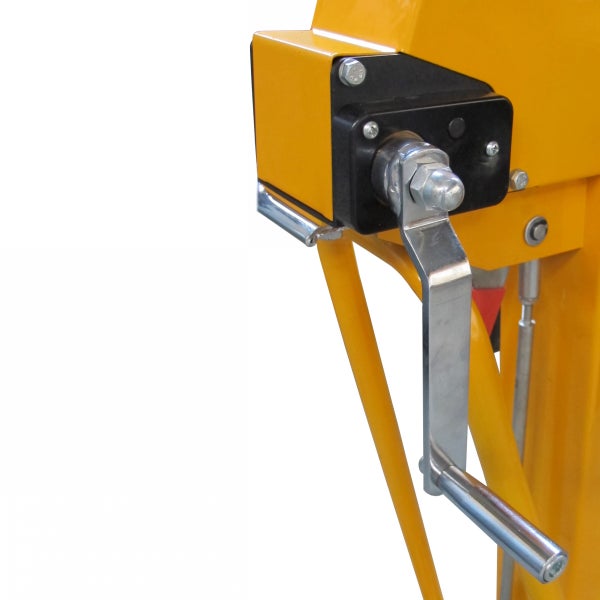 Detailansicht einer Hebevorrichtung mit Handkurbel