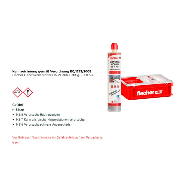 Fischer Handwerkerkoffer mit Montagemörtel FIS VL 300 T