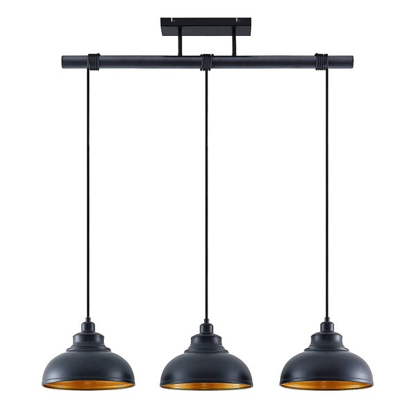Lindby Pendelleuchte Emna (Retro, Vintage Antik) in Schwarz aus Metall (3 flammig E27) - Deckenlampe Esstischlampe Hängelampe Hängeleuchte Wohnzimmerleuchte