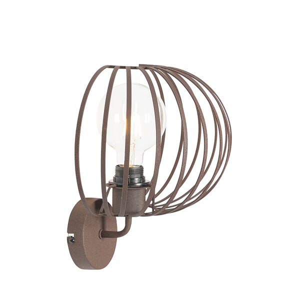 Wandleuchte mit Käfig und Glühbirne