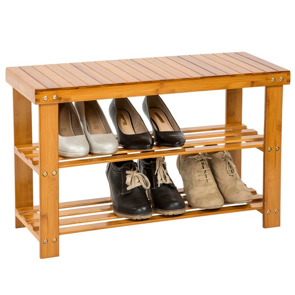 Schuhbank tectake Silke 70 x 28 x 45,5 cm Bambus braun