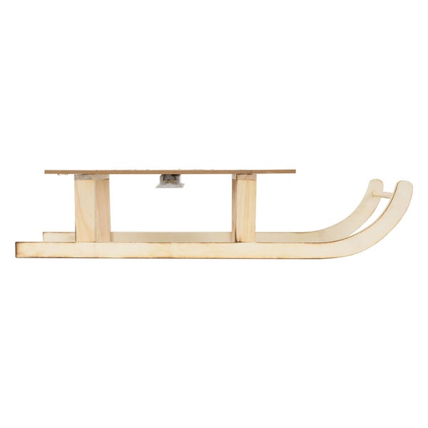 ECD Germany LED Deko Schlitten aus Holz mit 60 warmweißen LEDs, 60x21x13,5 cm, Braun, Batterriebetrieben, Beleuchteter Dekoschlitten mit Timer, Weihnachtsdeko Weihnachten Dekoration Deko Holzschlitten