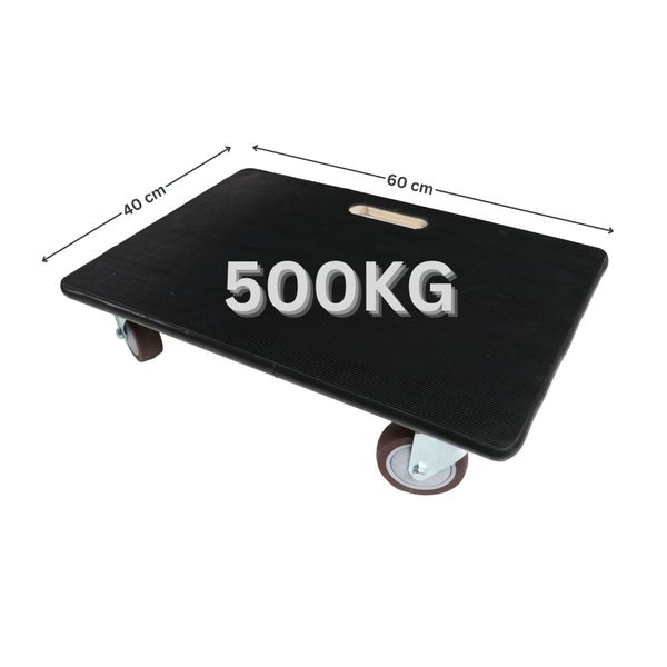 PROREGAL MegaDeal 2x Transportroller 4 Rollen HxBxT 15x40x60 cm Traglast 500kg Gummibelag