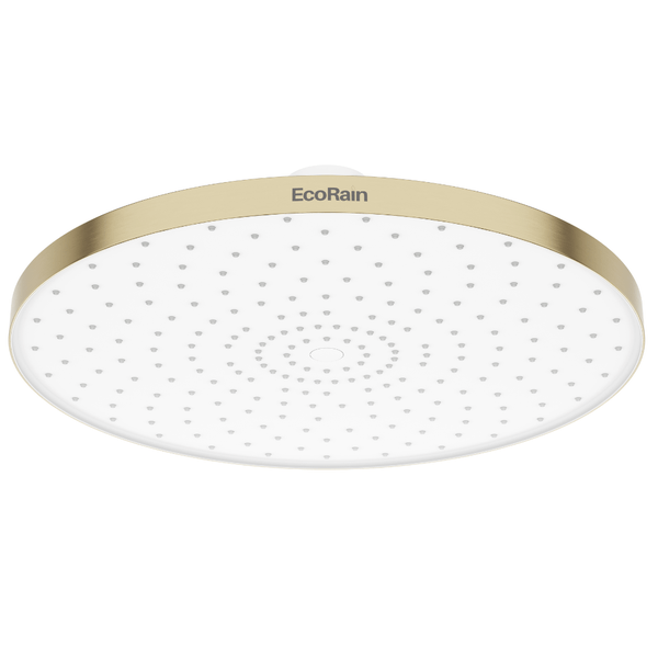 EcoRain 30% Wassersparender Regenduschkopf Matt 25 CM Rund - Hoher Wasserdruck - Universeller Anschluss - Anti-Kalk Duschkopf - Gebürstetes Gold