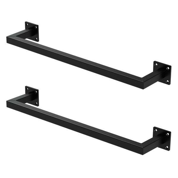 ML-Design 2er Set Kleiderstange Rechteck für die Wand, T12cm x B60cm, Schwarz, aus Stahl, Garderobenstange U-Form, Kleiderständer Wandmontage, Kleidergestell Garderobenhalter, inkl. Montagematerial