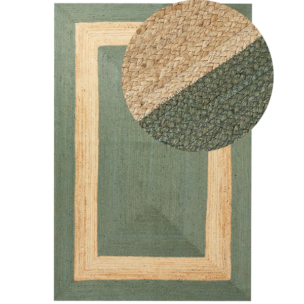 Rechteckiger Teppich aus Jute mit Bordüre