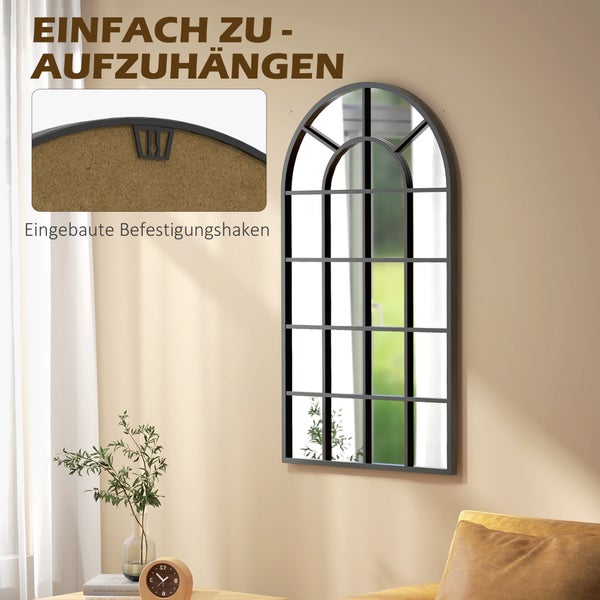 HOMCOM Wandspiegel Garderobenspiegel 110 x 65cm Flurspiegel mit Metallrahmen Hängespiegel Wohnzimmerspiegel für Schlafzimmer Schwarz