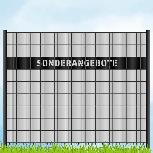Gartenzaun mit dem Schriftzug Sonderangebote