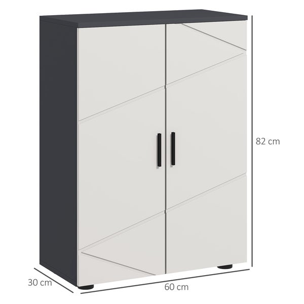 kleankin Badezimmerschrank Beistellschrank mit Doppeltür Badschrank mit Verstellbar Ablagen, Aufbewahrungsschrank für Wohnzimmer 60 x 30 x 82 cm Grau