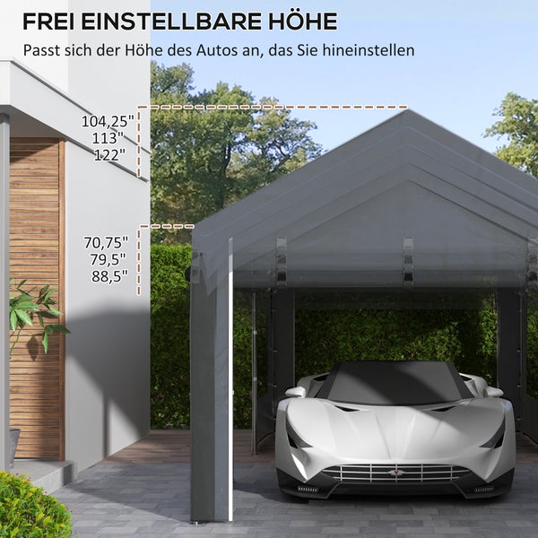 Outsunny Carport, 600cm x 297cm x 310 cm, Stahl, Dunkelgrau
