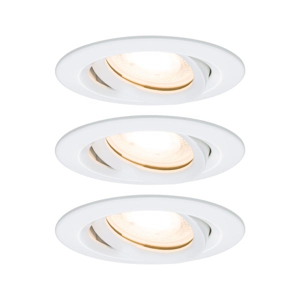 LED Einbauleuchte Nova Plus 3er-Set schwenkbar IP65 rund 93mm 30° GU10 3x7W 3x460lm 230V dimmbar 2700K Weiß matt
