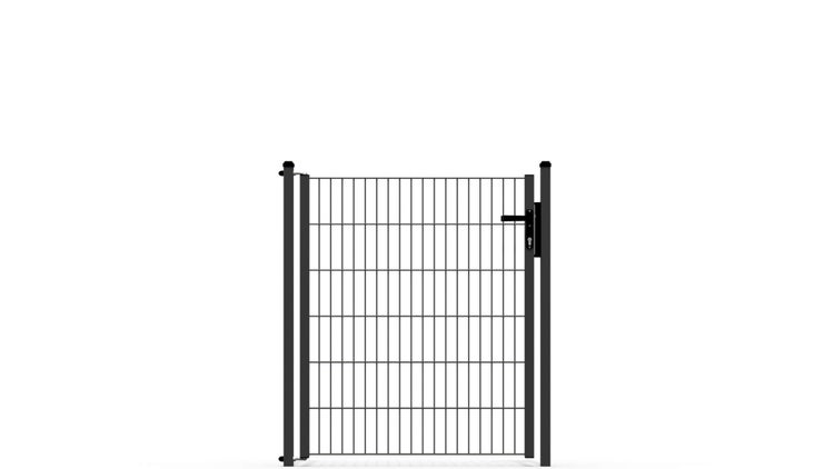 Gartentor ZAUNGURU ECO-Line aus Metall, Höhe: 123cm, Breite: 117cm, 1-flügelig inkl. Pfosten, Locinox-Schloss und Zubehör, Feuerverzinkt und zusätzlich in RAL 7016 Anthrazitgrau pulverbeschichtet