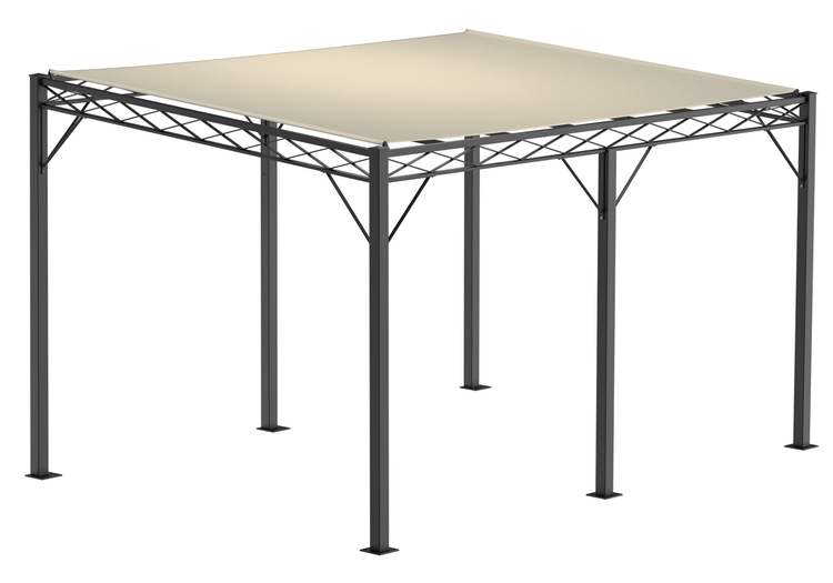 Pergola ELEO Sicilia 3 x 4 m schwarz - pulverbeschichtet | mit Sonnensegel ecru