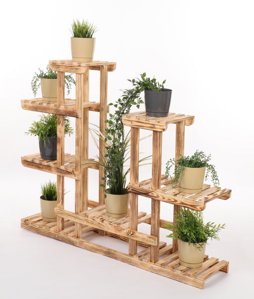 Blumenständer FLORANGE HxBxT 116x95x25cm 8 Ablagen Kieferholz Geflammt