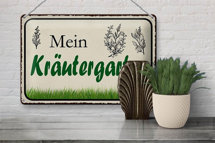 Blechschild Spruch 30x20cm mein Kräutergarten Garten