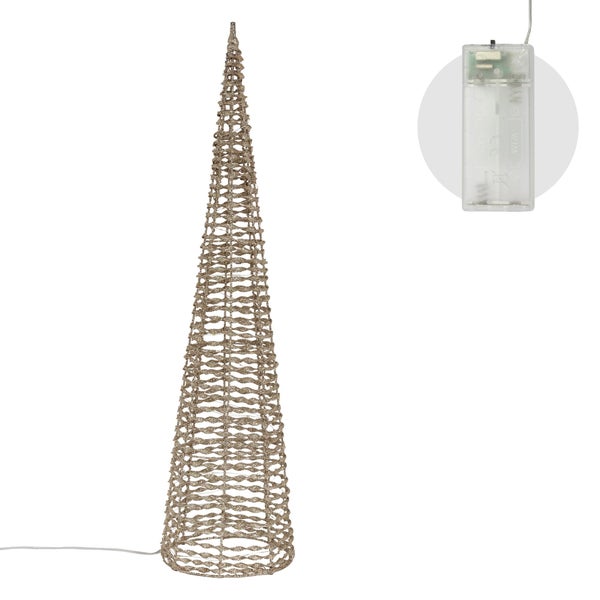 ECD Germany LED Pyramide Lichterkegel Weihnachten mit 40 warmweißen LEDs, 80 cm hoch, Gold, Metall, Leuchtpyramide mit Beleuchtung & Timer, Innen, batteriebetrieben, Deko Lichtpyramide Weihnachtsdeko