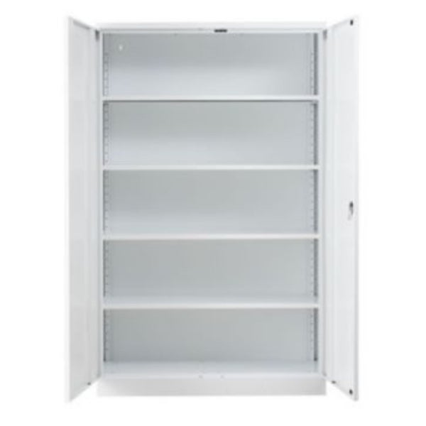 PROREGAL Stahlschrank Bee 4 Fachböden HxBxT 195 x 120 x 42 cm Pulverbeschichtetes Fachbodenmaterial Weiß & Weiß