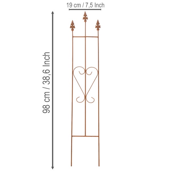 Metall Gartenzaun Rankhilfe mit Herzdesign und einer Höhe von 98 Zentimetern