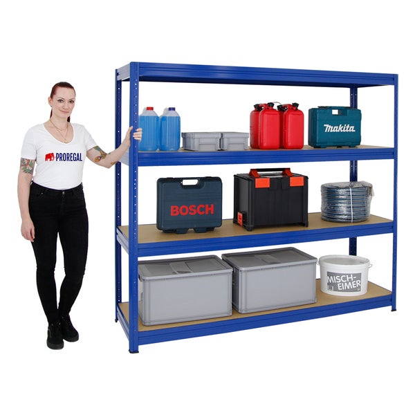 PROREGAL Schwerlastregal Dino HxBxT 180 x 180 x 60 cm Fachlast 500 kg Blau