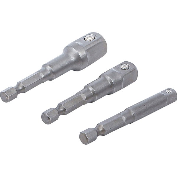 BGS Adapter-Satz für Bohrmaschinen Außensechskant Antrieb 6,3 mm (1/4) Abtrieb Außensechskant 6,3 mm (1/4) / 10 mm (3/8) / 12,5 mm (1/2) / 3tlg. - 9685