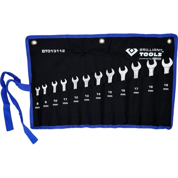Brilliant Tools Maulschlüsselsatz mit Rollentasche für Werkzeug, 8 bis 19 Millimeter