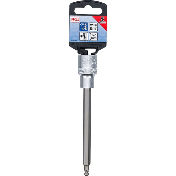 BGS Bit-Einsatz Länge 140 mm Antrieb Innenvierkant 12,5 mm (1/2) Innensechskant mit Kugelkopf 5 mm - 4258-5