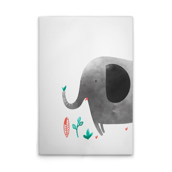 Leinwandbild mit Elefant und Pflanzenmotiven