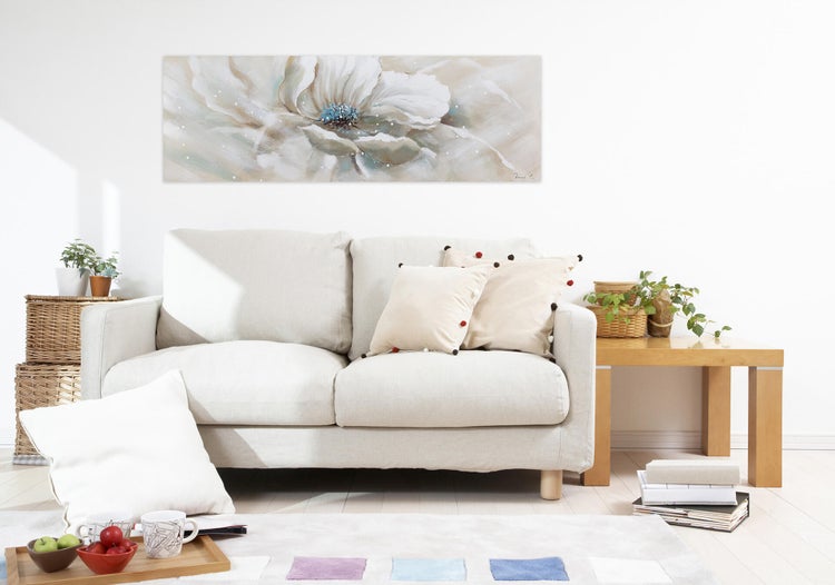Handgemaltes Gemälde Acrylfarbe 150x50cm Weiß