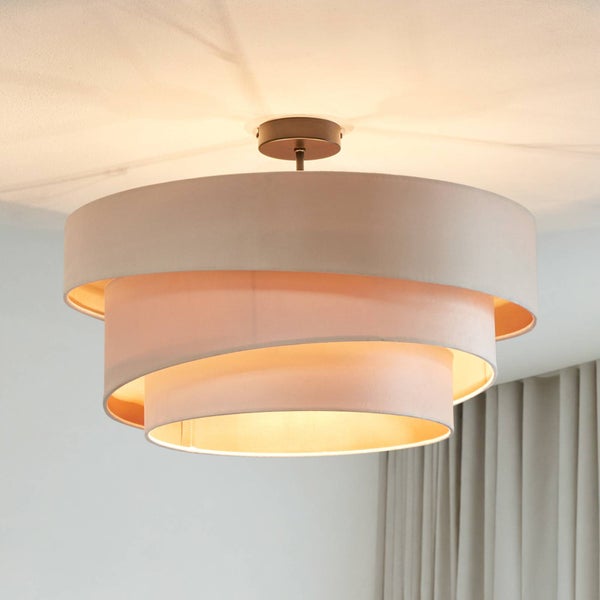 Lindby Deckenlampe Jusari (Modern) in Creme aus Textil (3 flammig, E27) - Deckenleuchte Lampe Wohnzimmerleuchte