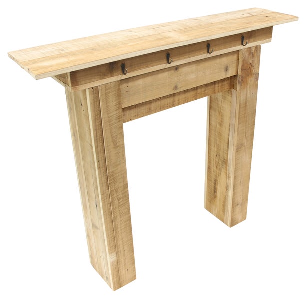 FRANK FLECHTWAREN | Kaminkonsole Rustikal, HOLZ, METALL, 100 x 22 x 89,5 cm