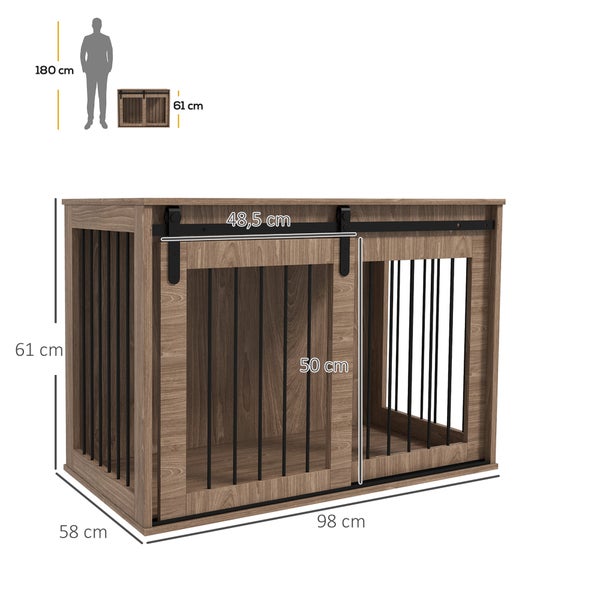 PawHut Hundekäfig für Zuhause, Abschließbar Hundehütte it Kissen
