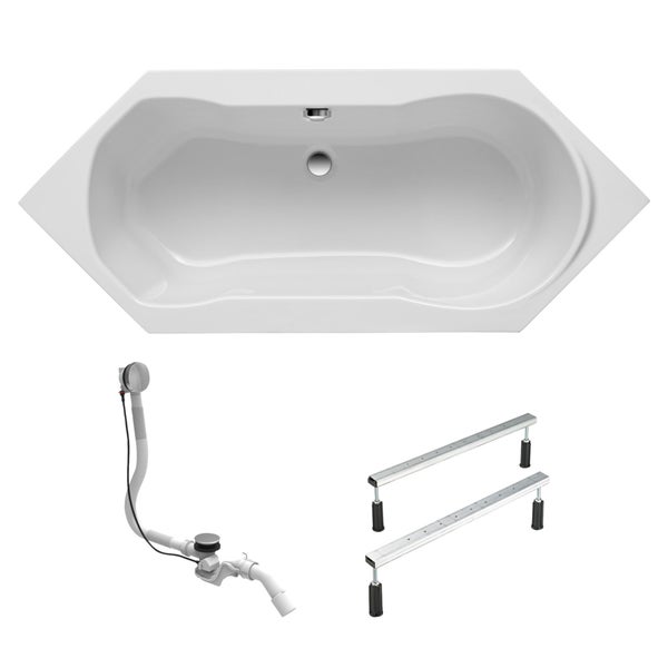Sechseckige Badewanne mit Ablaufgarnitur und Füßen