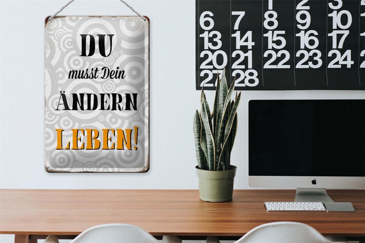 Blechschild Spruch 20x30cm du musst Dein Leben ändern